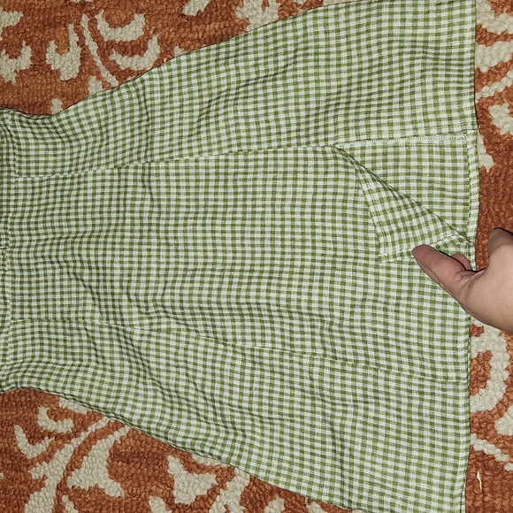 Reformation Isha Linen Dress avocado check/Gingham size 0 - Picture 5 of 15